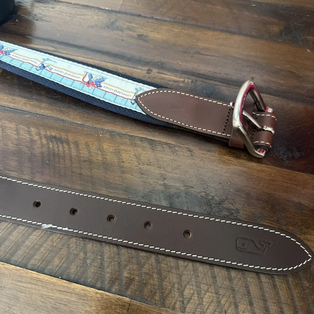 Vineyard Vines Ice Hockey Rink Club Canvas Belt Sports Casual Adjustable 38